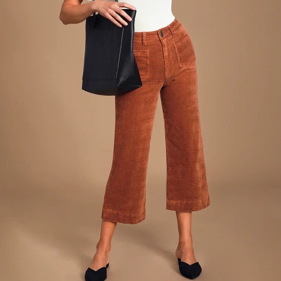 Rhythm - Rust Brown Corduroy Cropped Pants size 4 - Picture 1 of 5